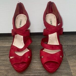 Miu Miu Red Suede Strappy Sandals